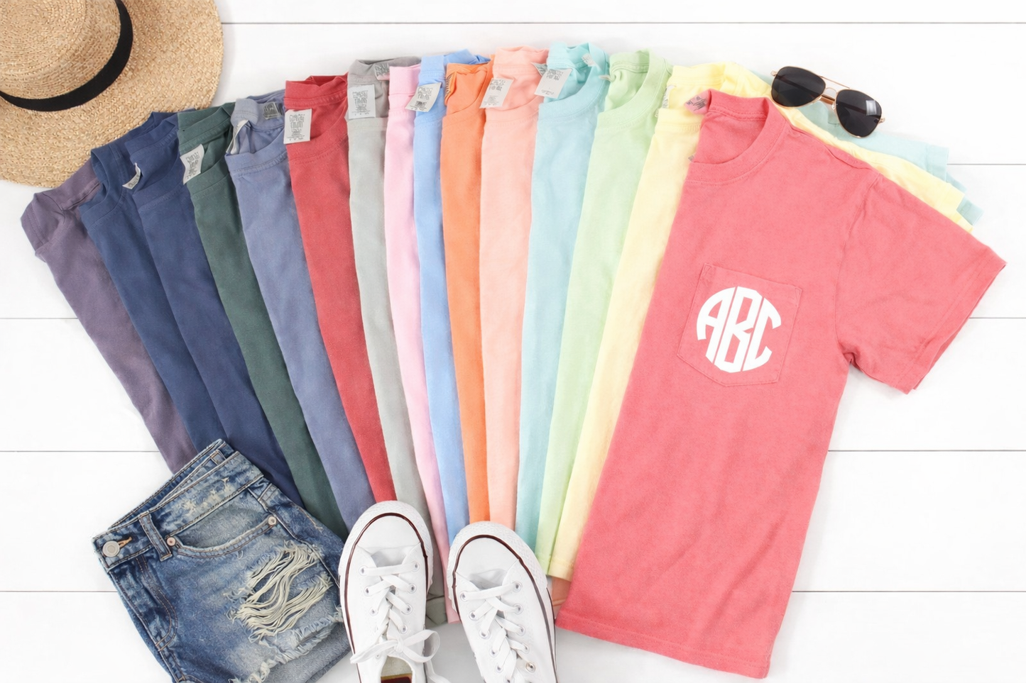 Comfort Color Embroidered Monogram T SPECIAL