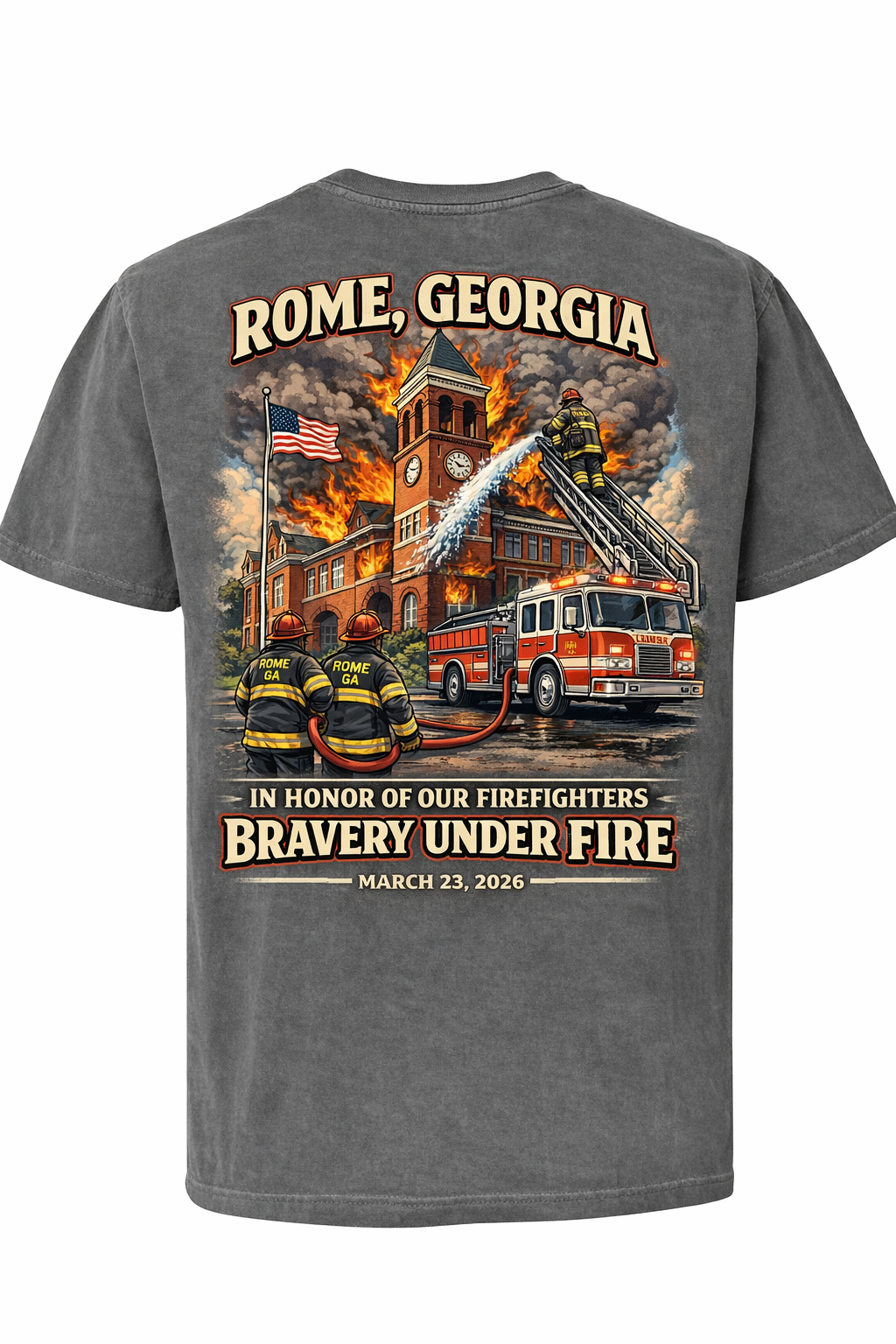 Firefighters and Old Courthouse Fire
