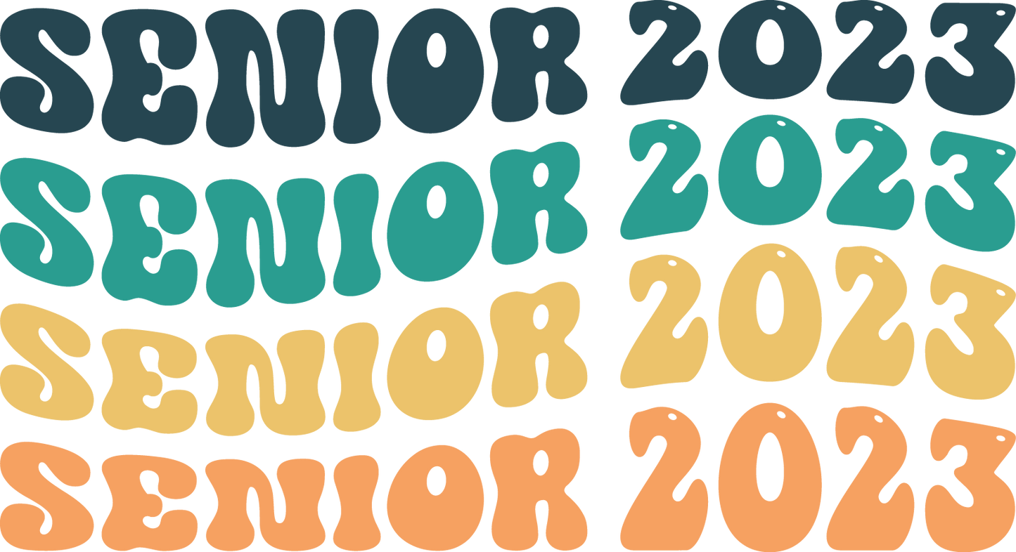 Senior 2023 Retro Stacked Design Transfer