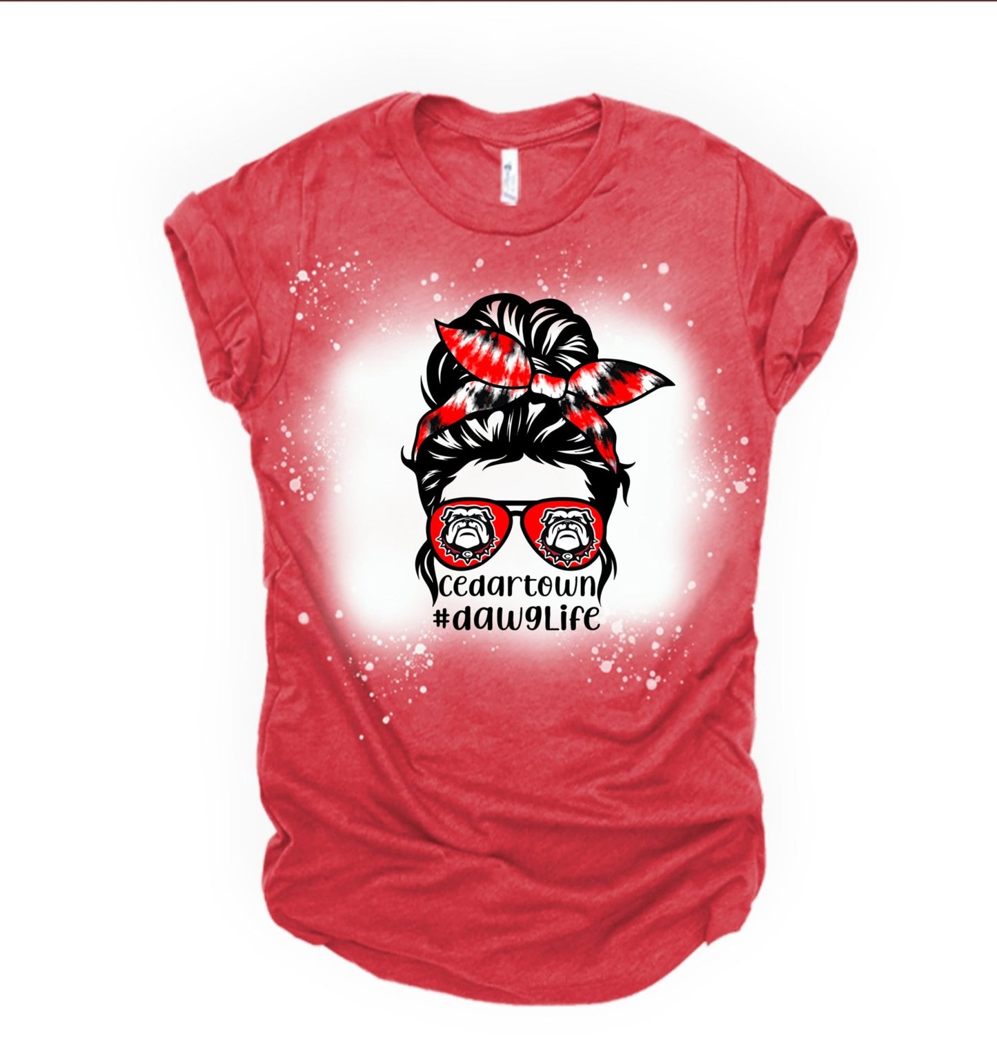 Cedartown Dawglife Messy Bun Bleached T-Shirt
