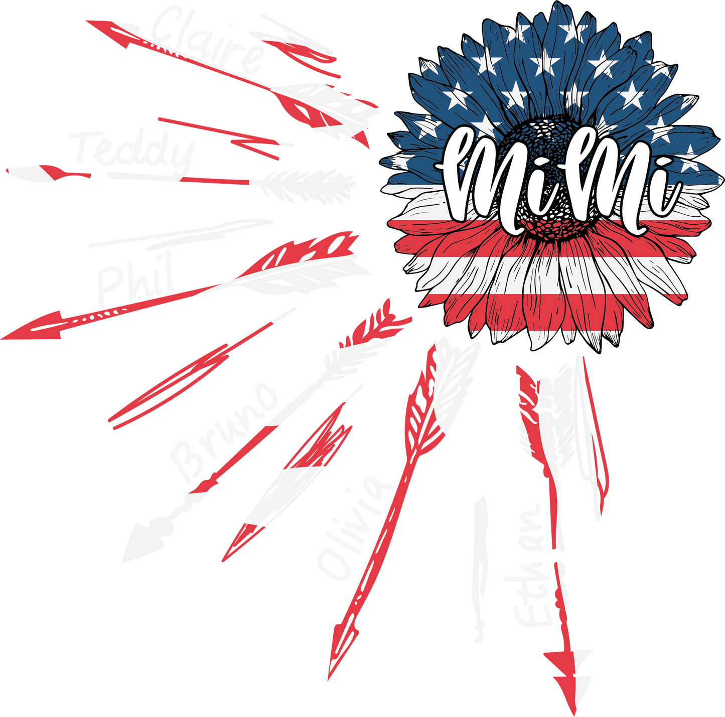 MiMi Sunflower Firework with Names Design Transfer