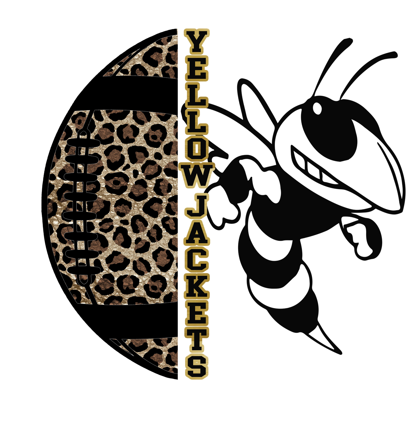 Yellow Jackets Half Football Cheetah Design Transfer