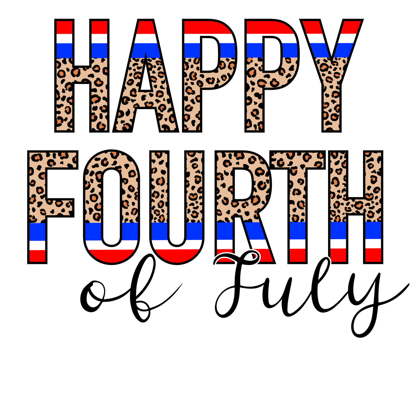 Happy Fourth of July Cheetah Design Transfer