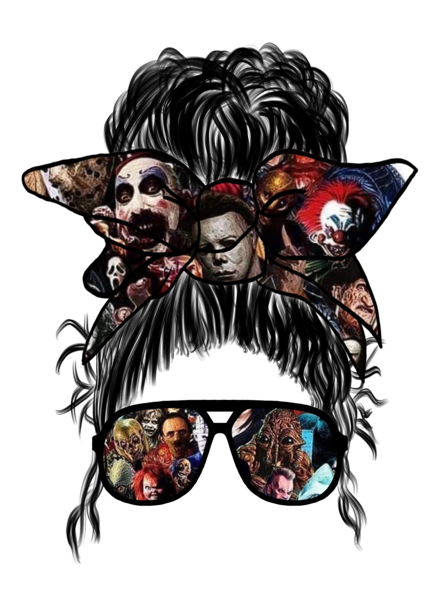 Horror Movie Messy Bun Design Transfer