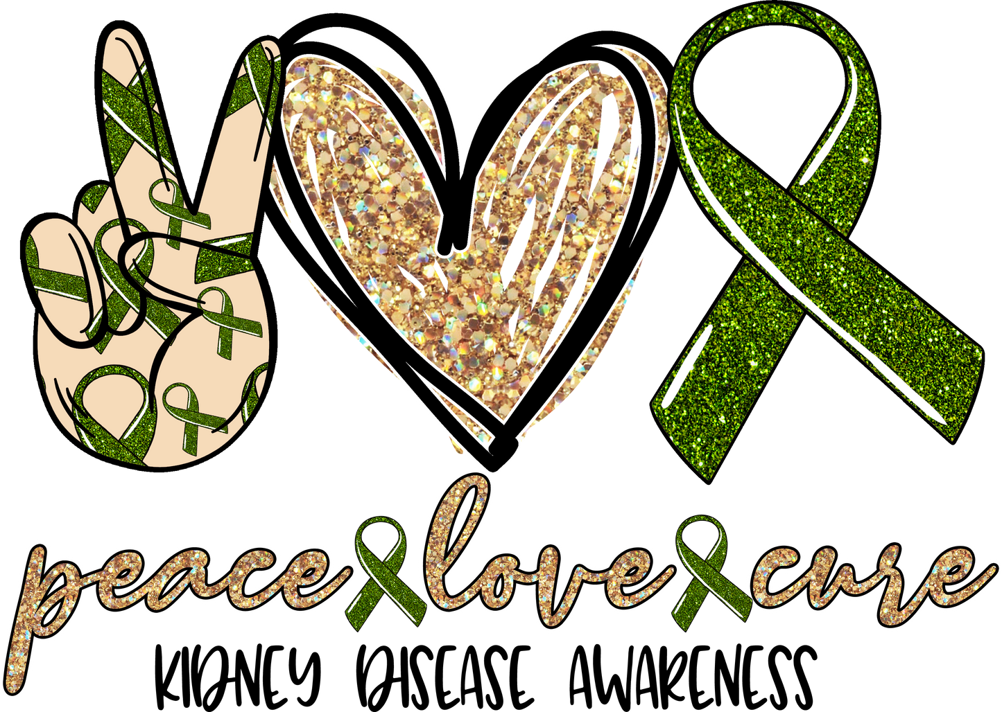 Peace, Love Kidney DiseaseDesign Transfer