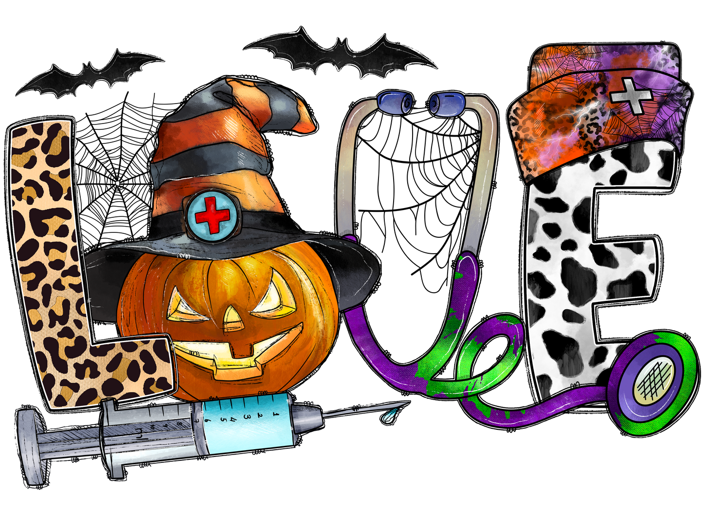 LOVE Halloween Nurse Design Transfer