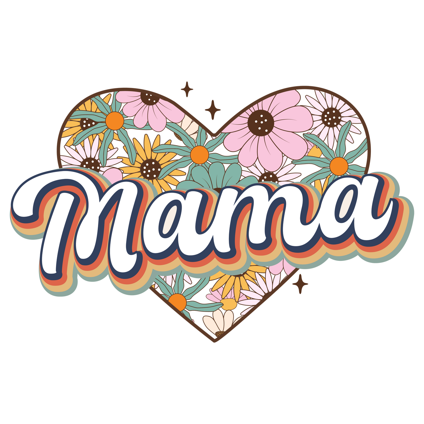 Mama Retro Heart Design Transfer