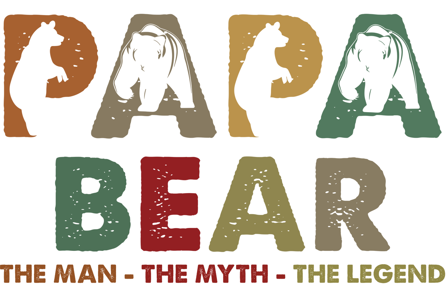 Papa Bear Man Myth Legend Design Transfer