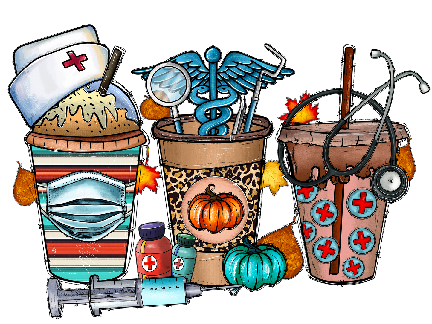 Pumpkin Spice Coffee Nurse Design Transfer