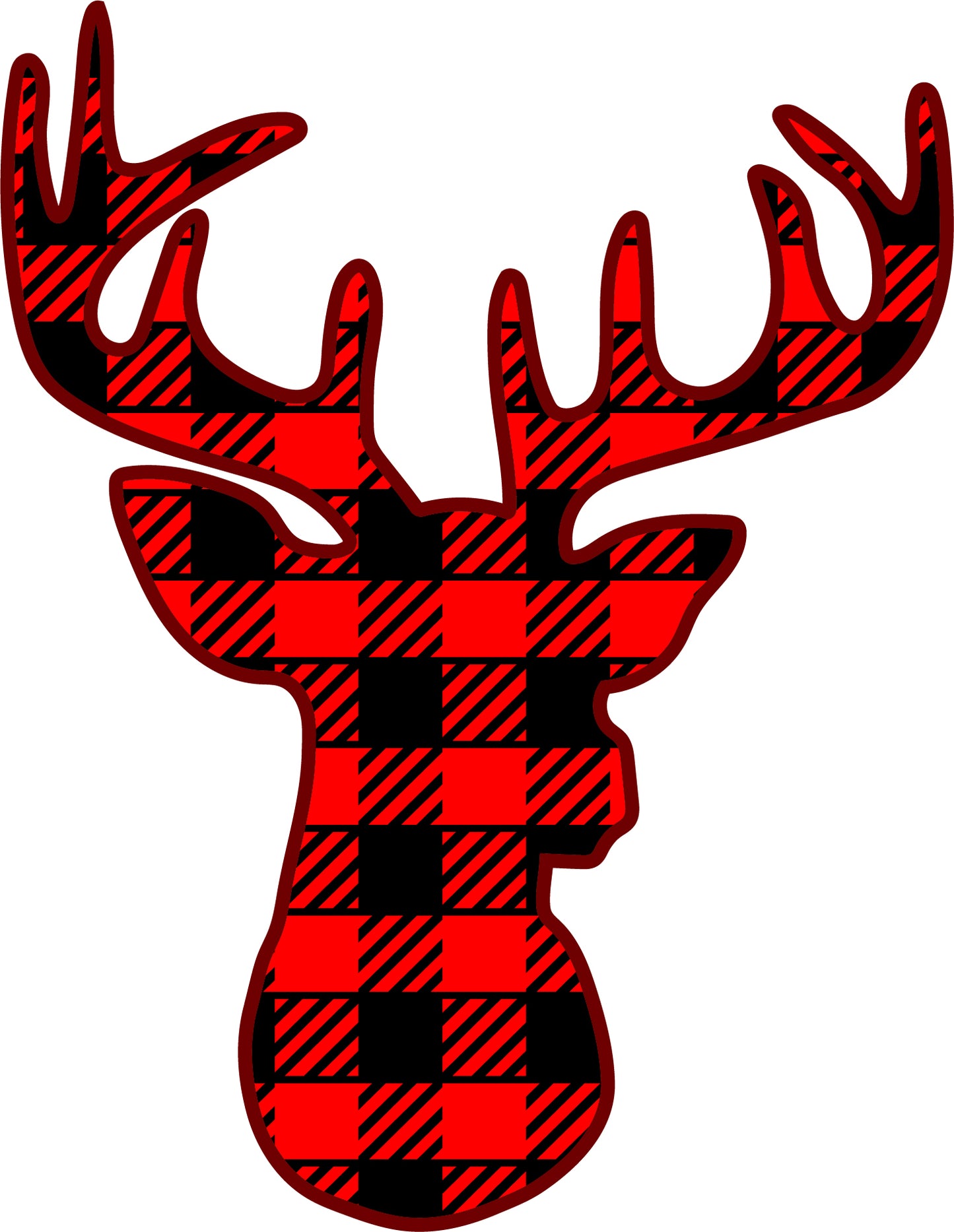 Reindeer Head Buffalo Plaid