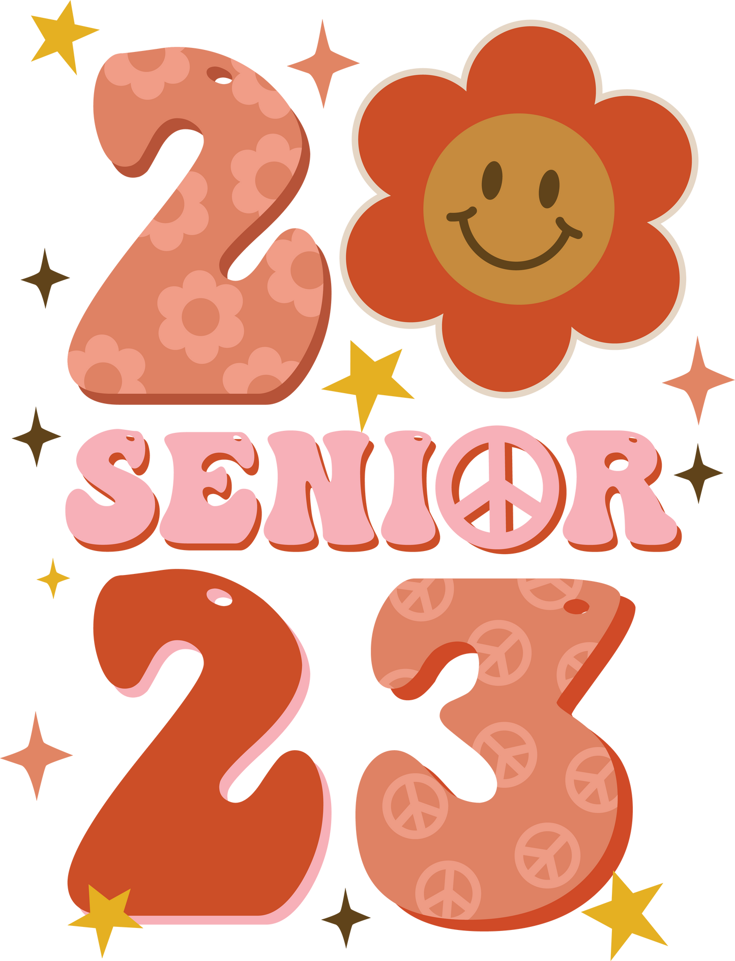 Senior 2023 Smiley Peace Design Transfer