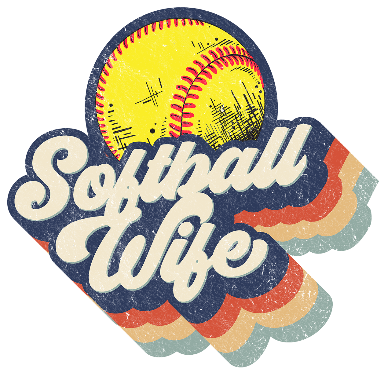 Retro Softball Wife Design Transfer