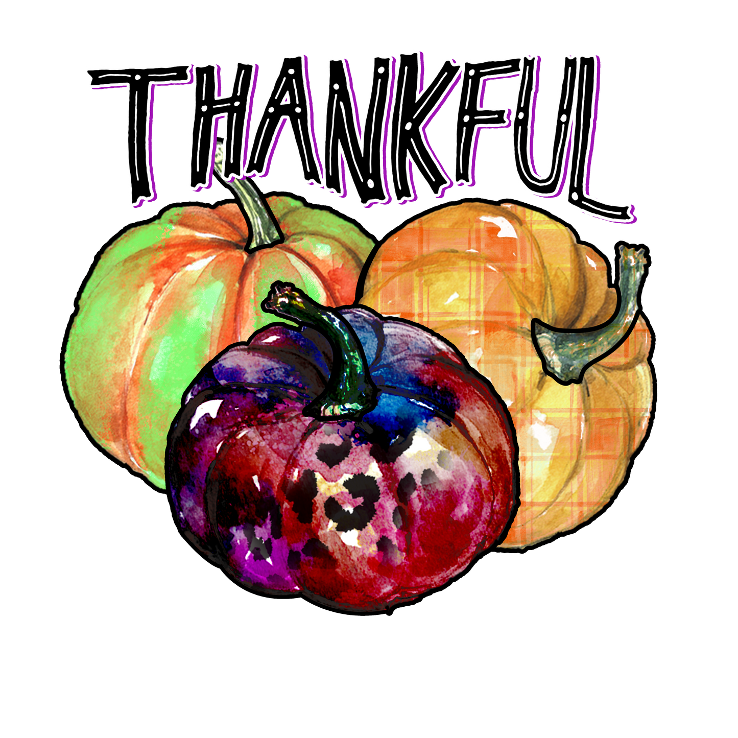 Thankful Fall Pumpkin Trio Design Transfer