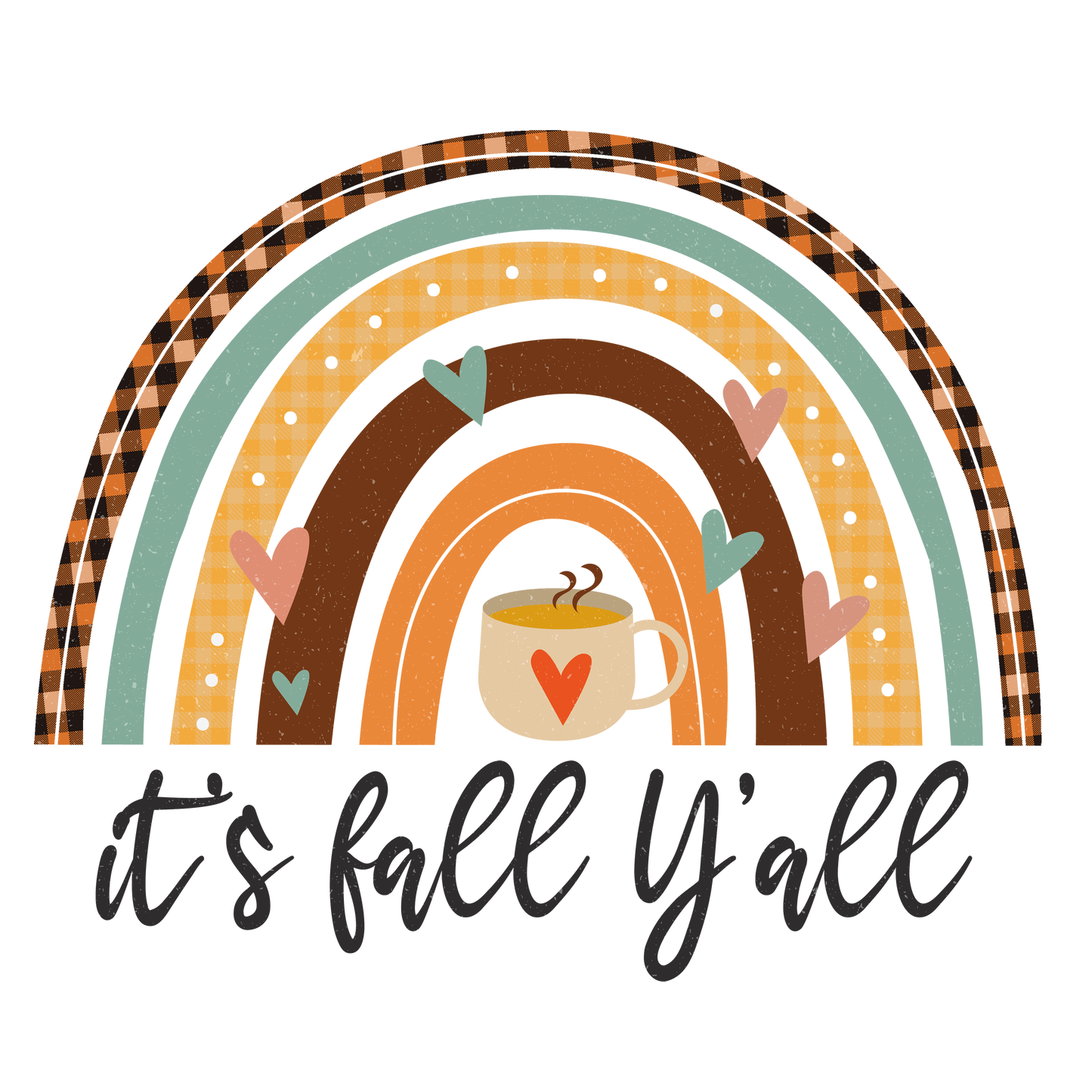 It's Fall Y'all Rainbow Design Transfer