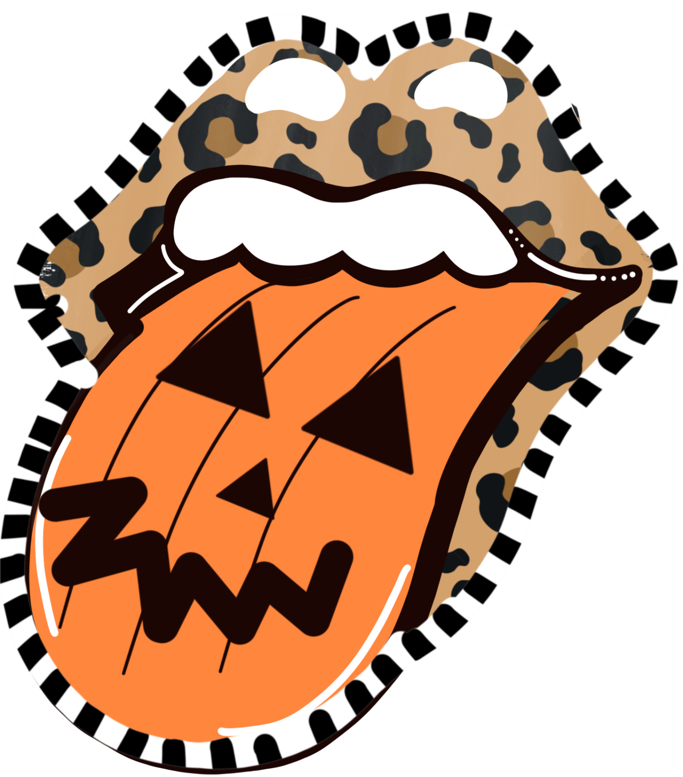 Halloween Tongue Outlined Design Transfer