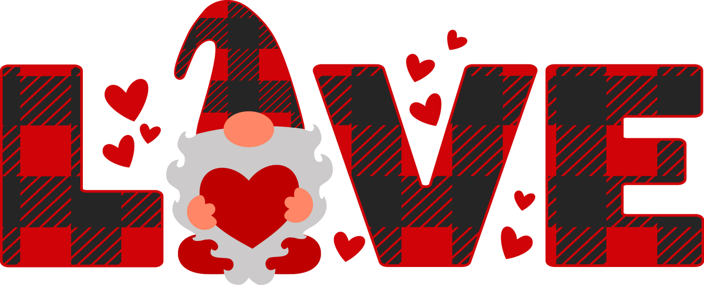 Plaid Love Gnome Design Transfer