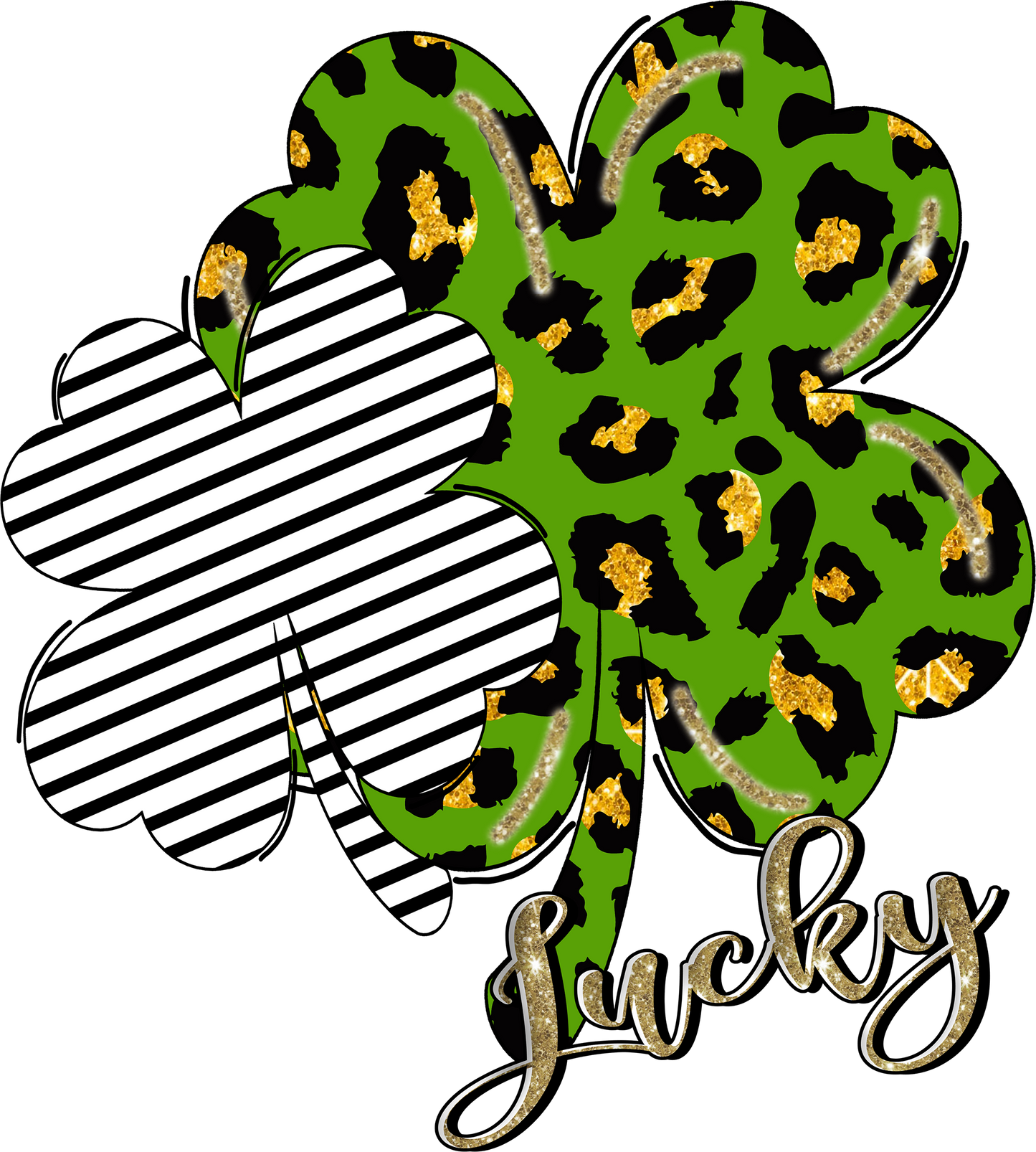Lucky Cheetah & Stripes Clover Design Transfer