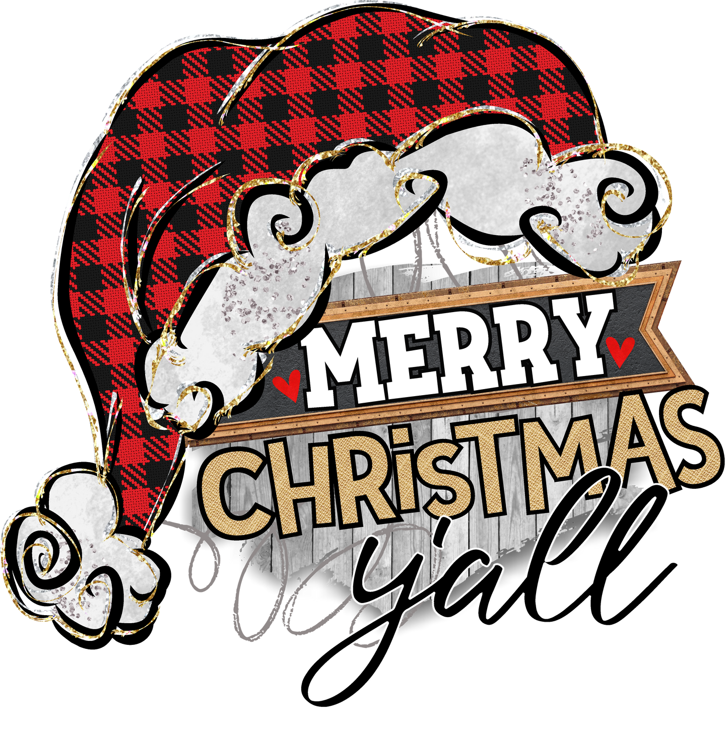 Merry Christmas Y'All Santa hat Design Transfer