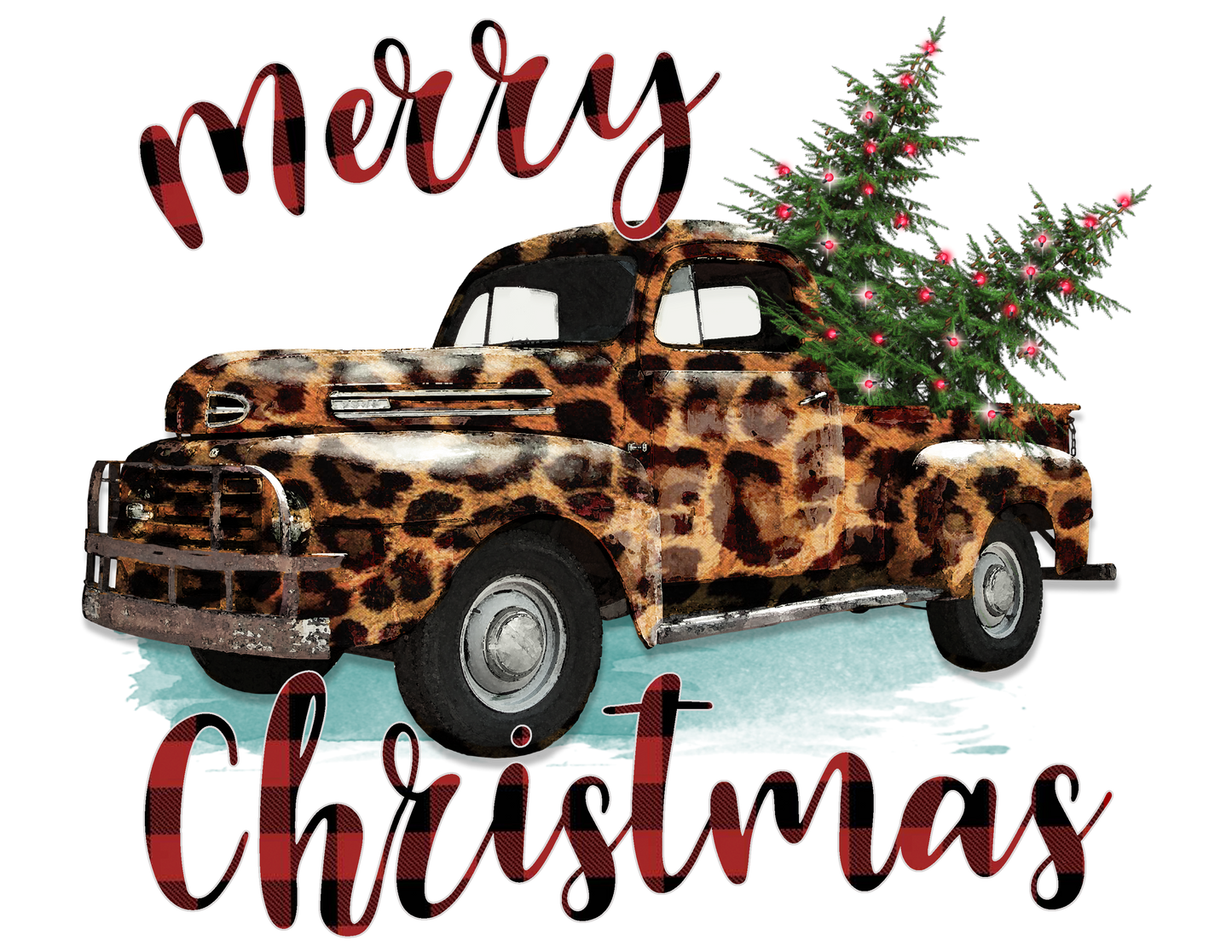 Merry Christmas Cheetah TruckDesign Transfer