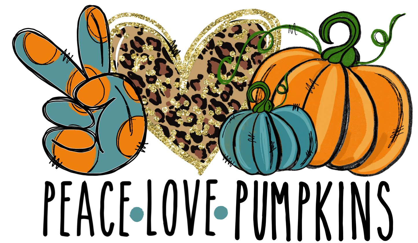 Peace, Love, PumpkinsDesign Transfer