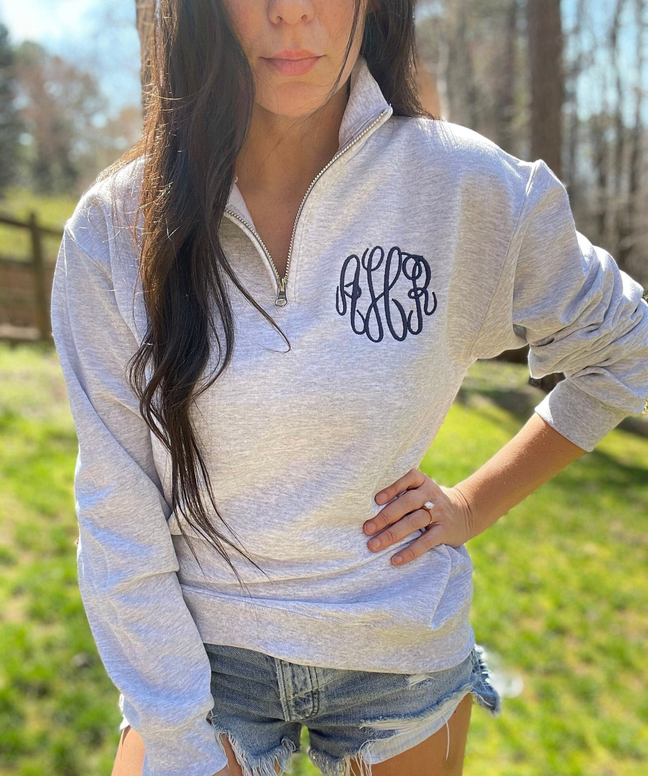 1/4 zip Embroidered Monogram.