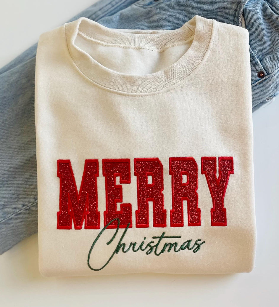 Merry Christmas Appliqué sweatshirt