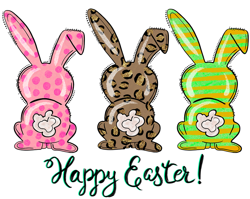 Happy Easter Bunny TailsDesign Transfer