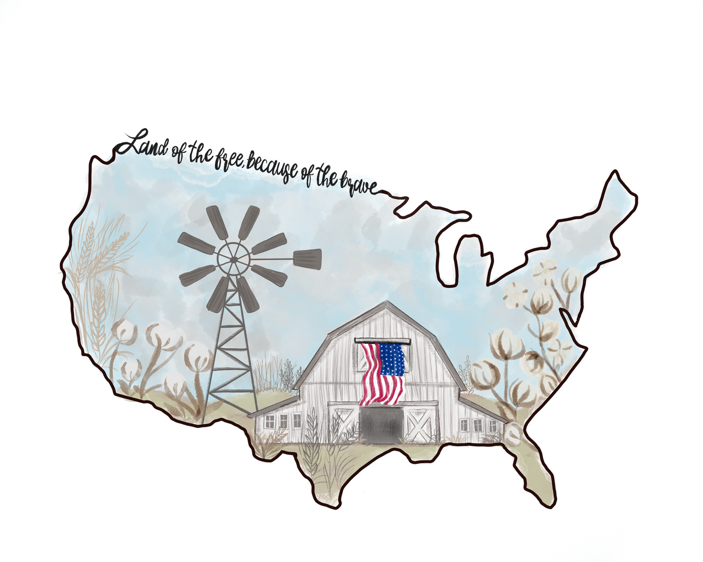 Land of the Free USA Barn Design Transfer