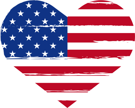 American Flag Heart Design Transfer
