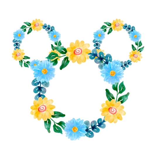 Blue & Yellow Floral Mickey Design Transfer