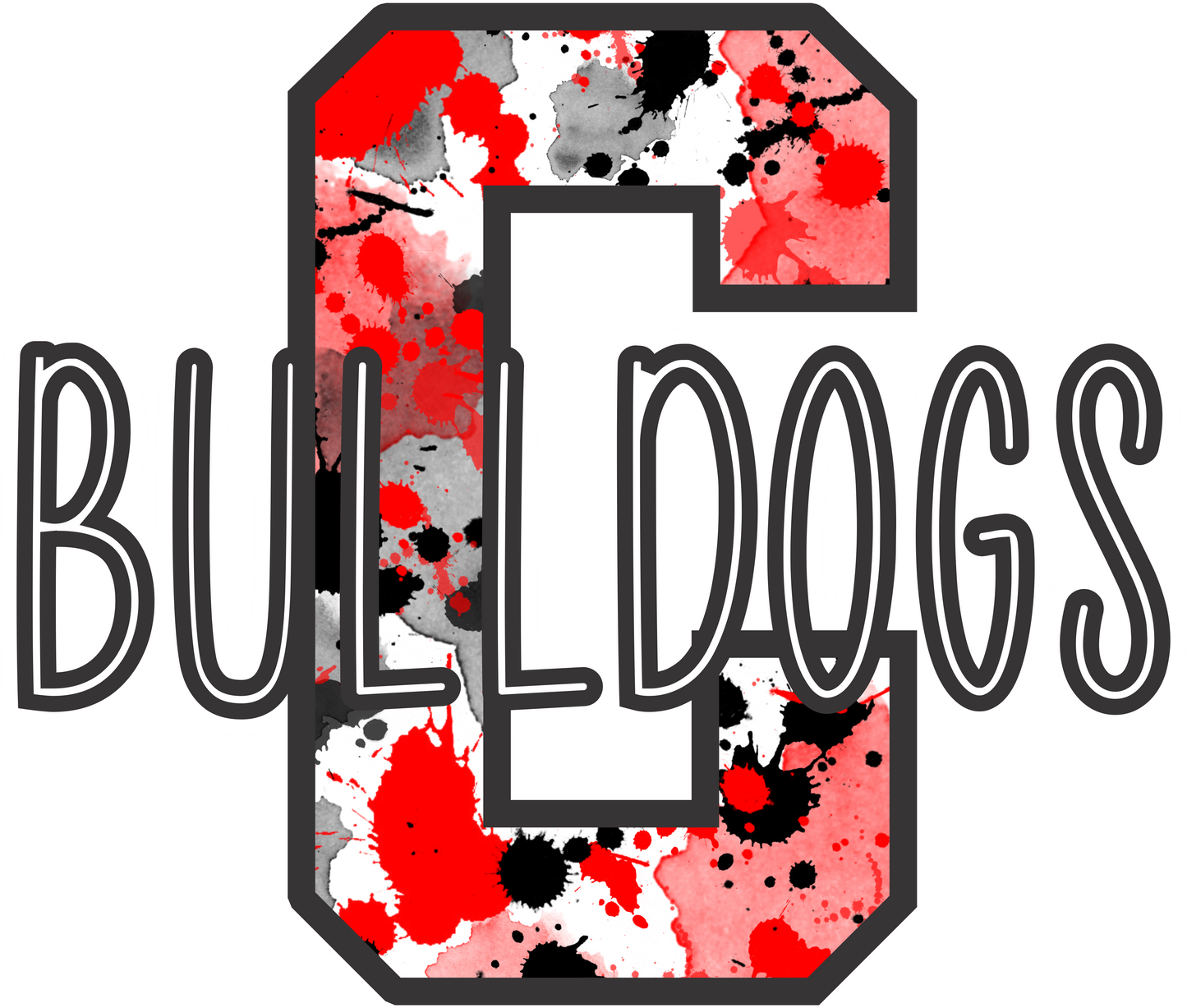 Bulldogs big C Splatter Design Transfer