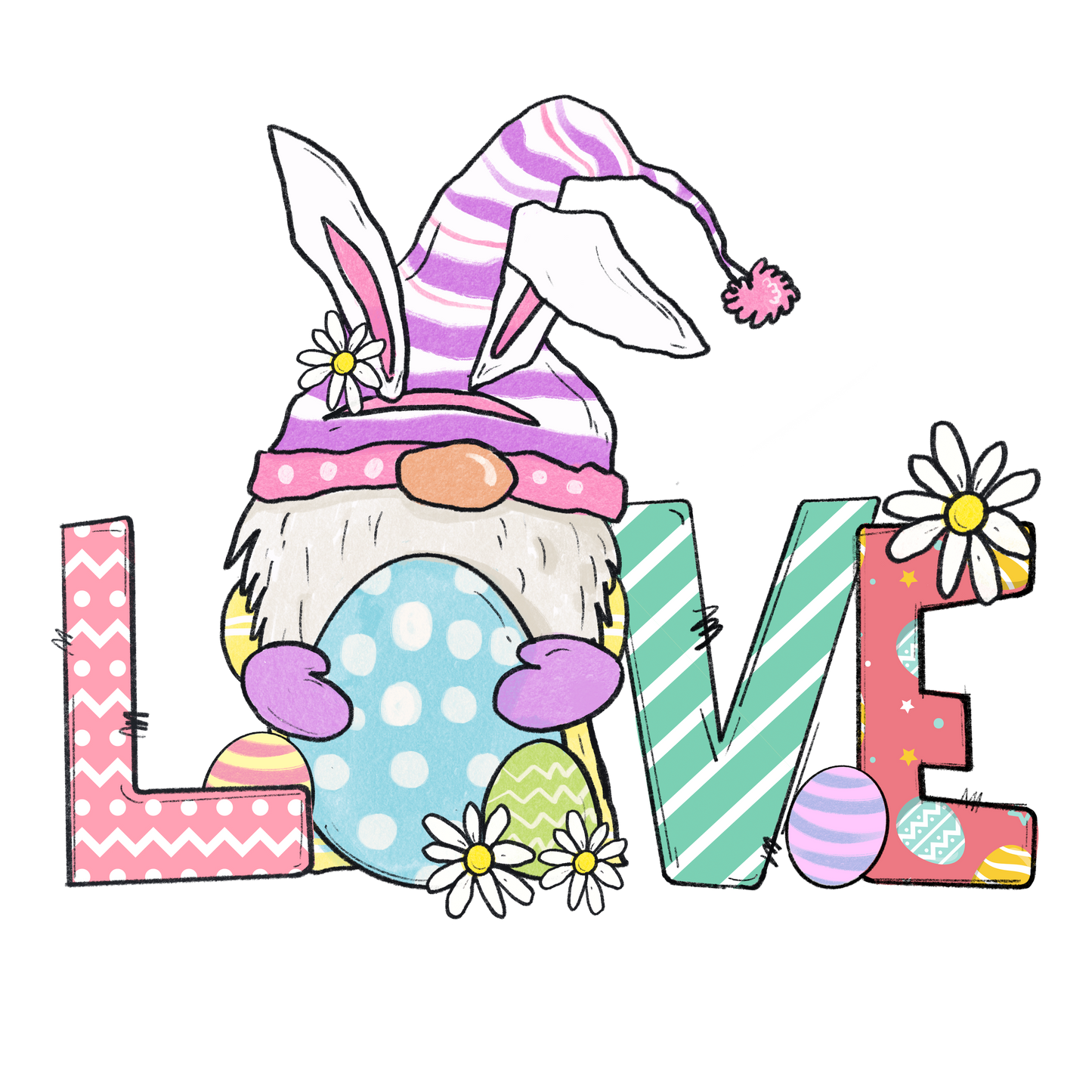 Gnome Easter Love Design Transfer
