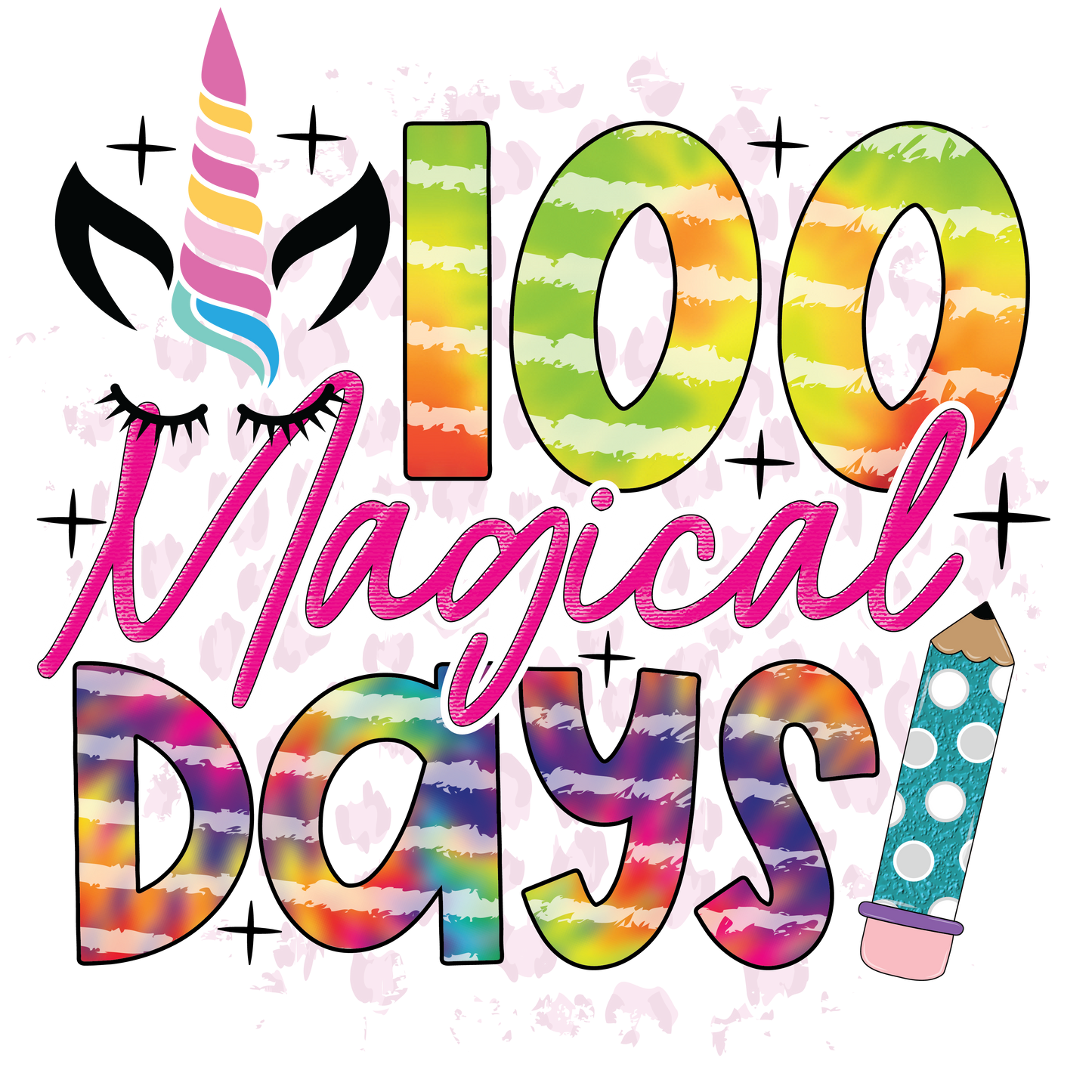100 Magical Days- Tie Dye of School Design Transfer