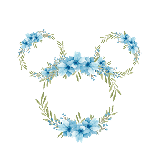 Blue Spring Floral Mickey Design Transfer