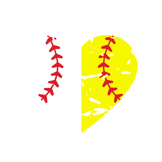 Softball and Baseball Grunge Heart Design Transfer