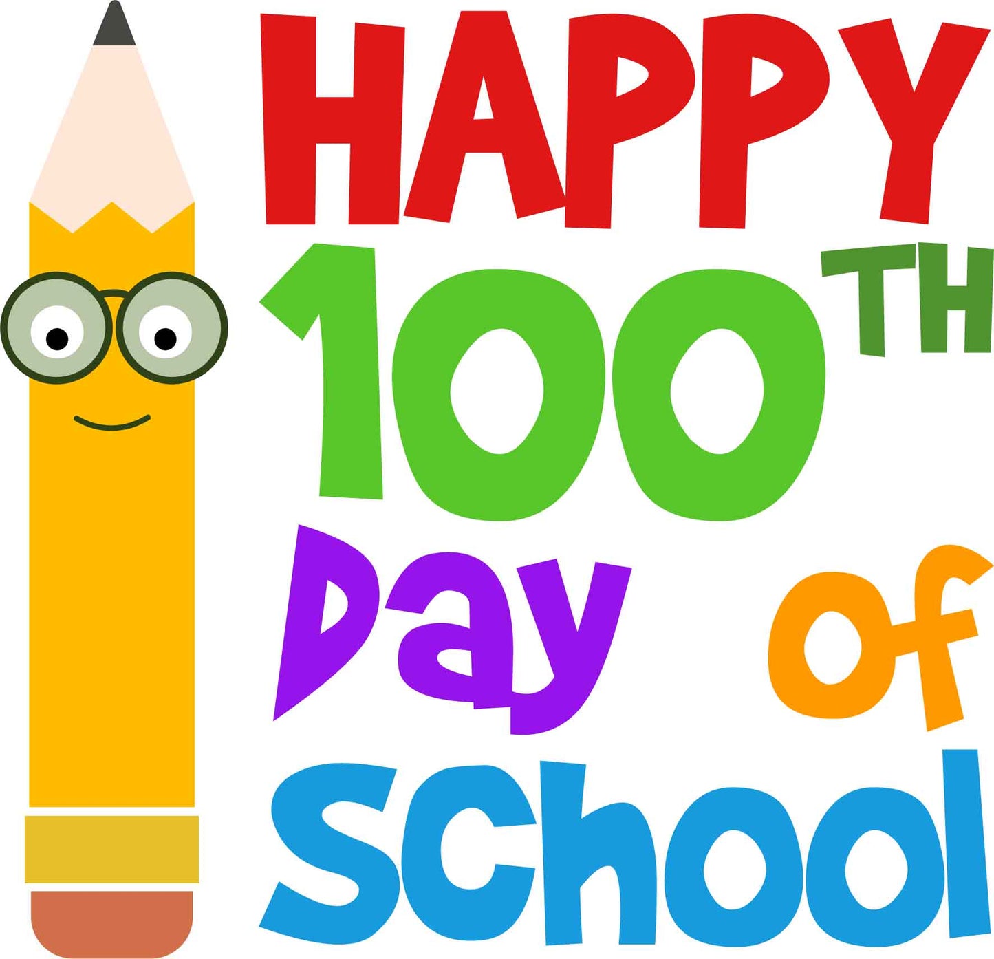 Happy 100th Day of School Design Transfer