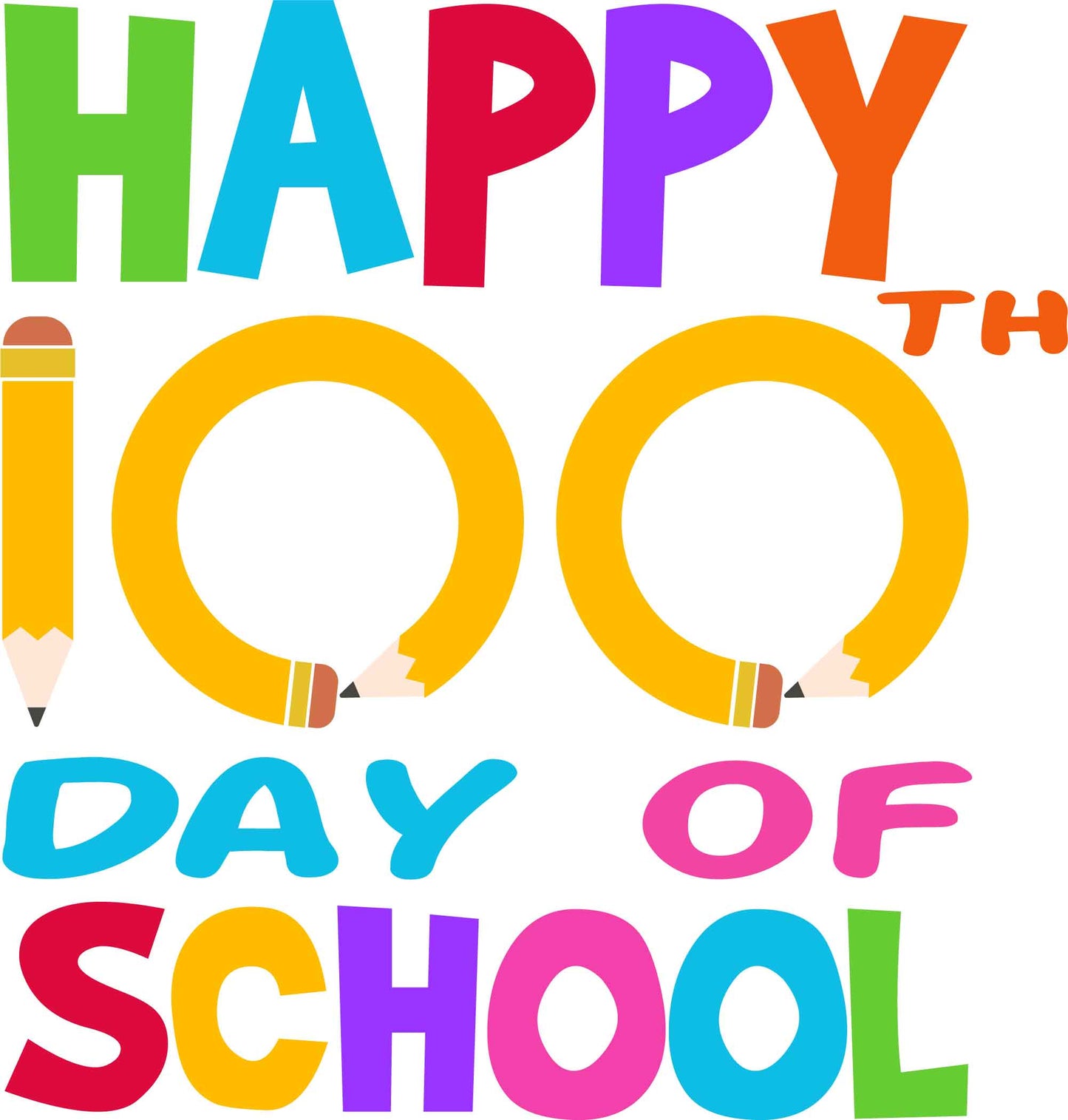 Happy 100th Day of School Pencil2 Design Transfer