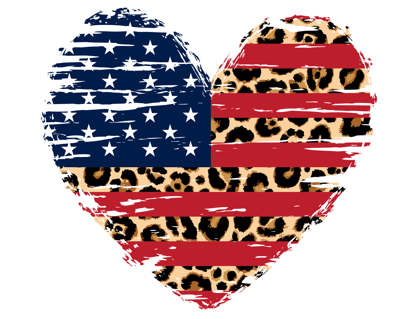 Heart Leopard American Flag Design Transfer
