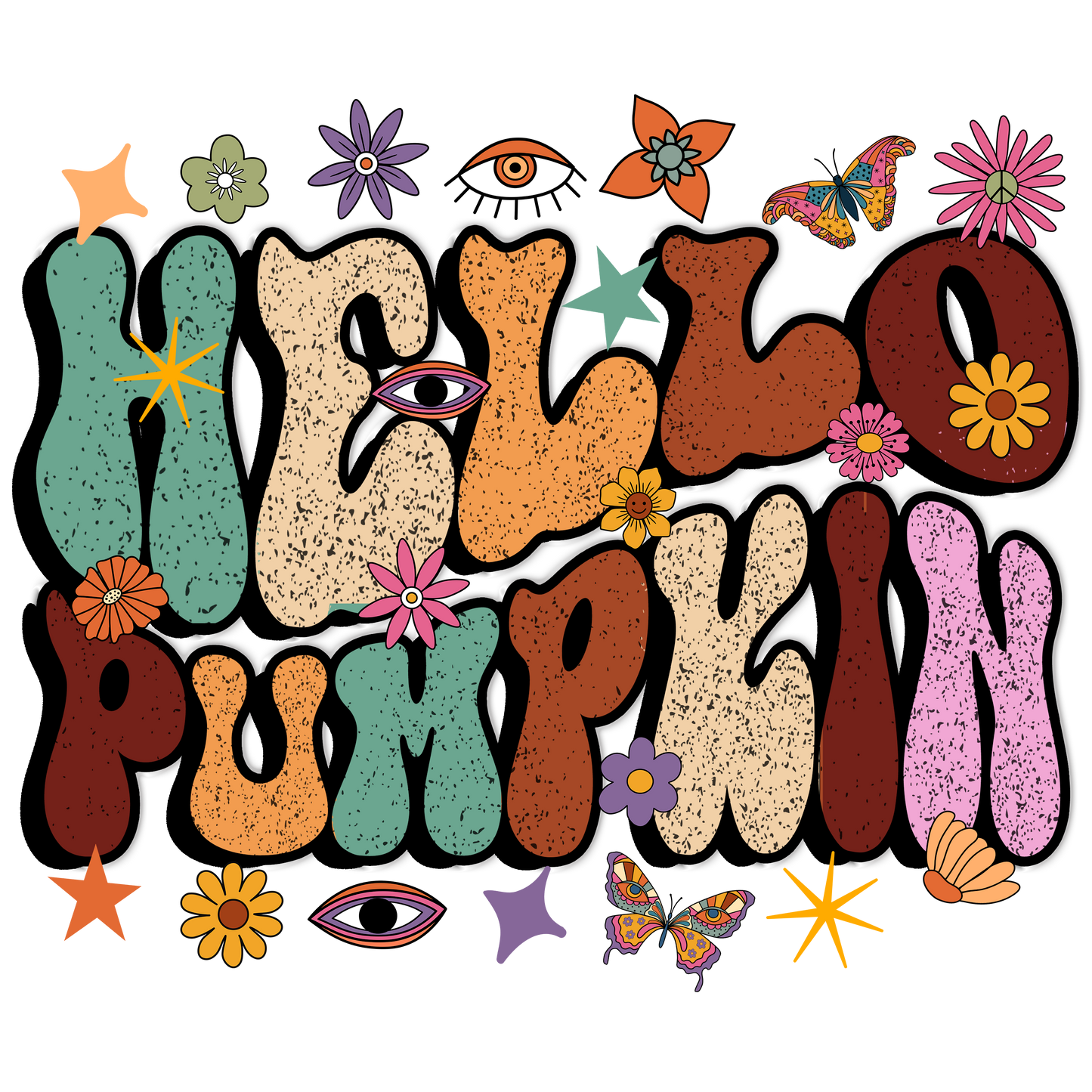 Hello Pumpkin Groovy Design Transfer
