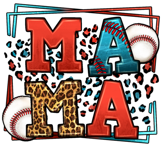 Leopard Baseball Mama Design Transfer