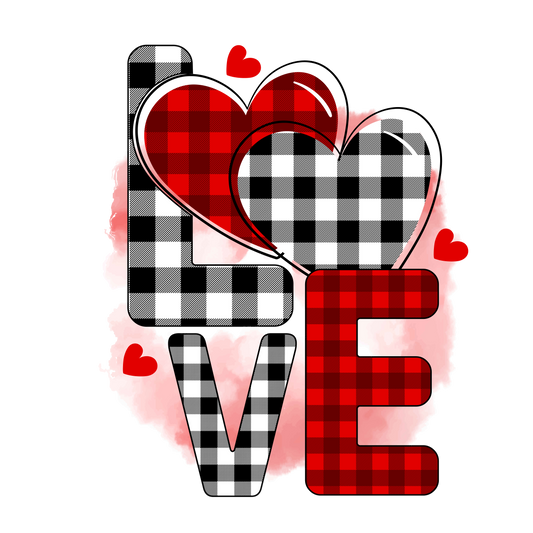 Love Plaid with hearts Valentine Design Transfer