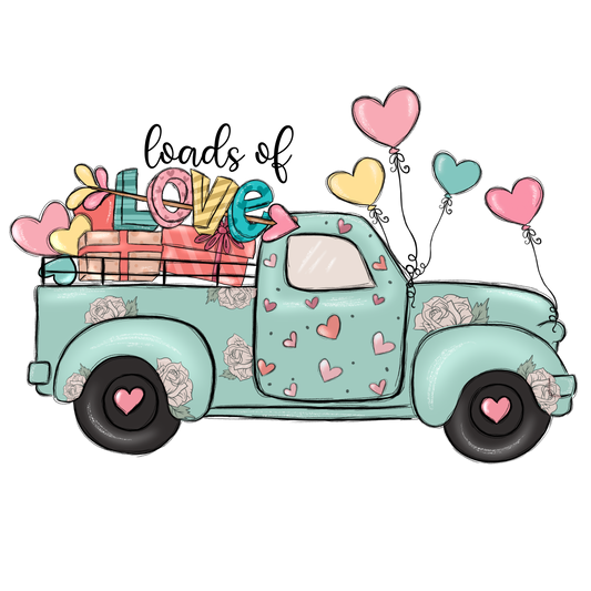 Loads of Love Truck-Pastel Valentine Design Transfer