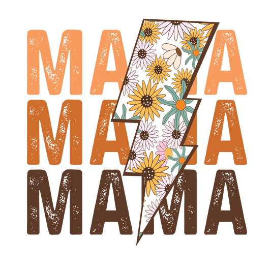 Mama Lightning Bolt Daisy Design Transfer