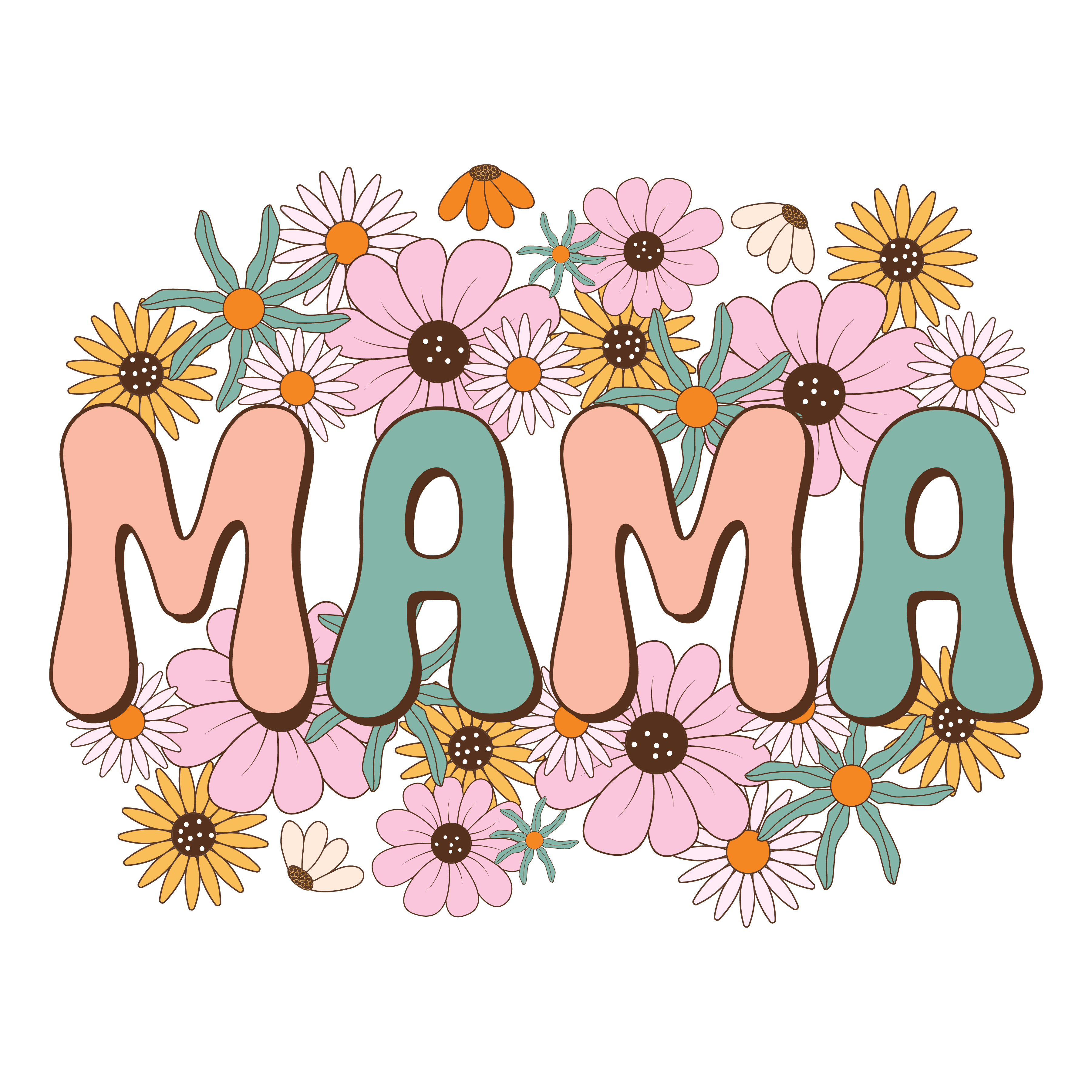 Mama Retro Daisy Design Transfer – Southern Dream GA