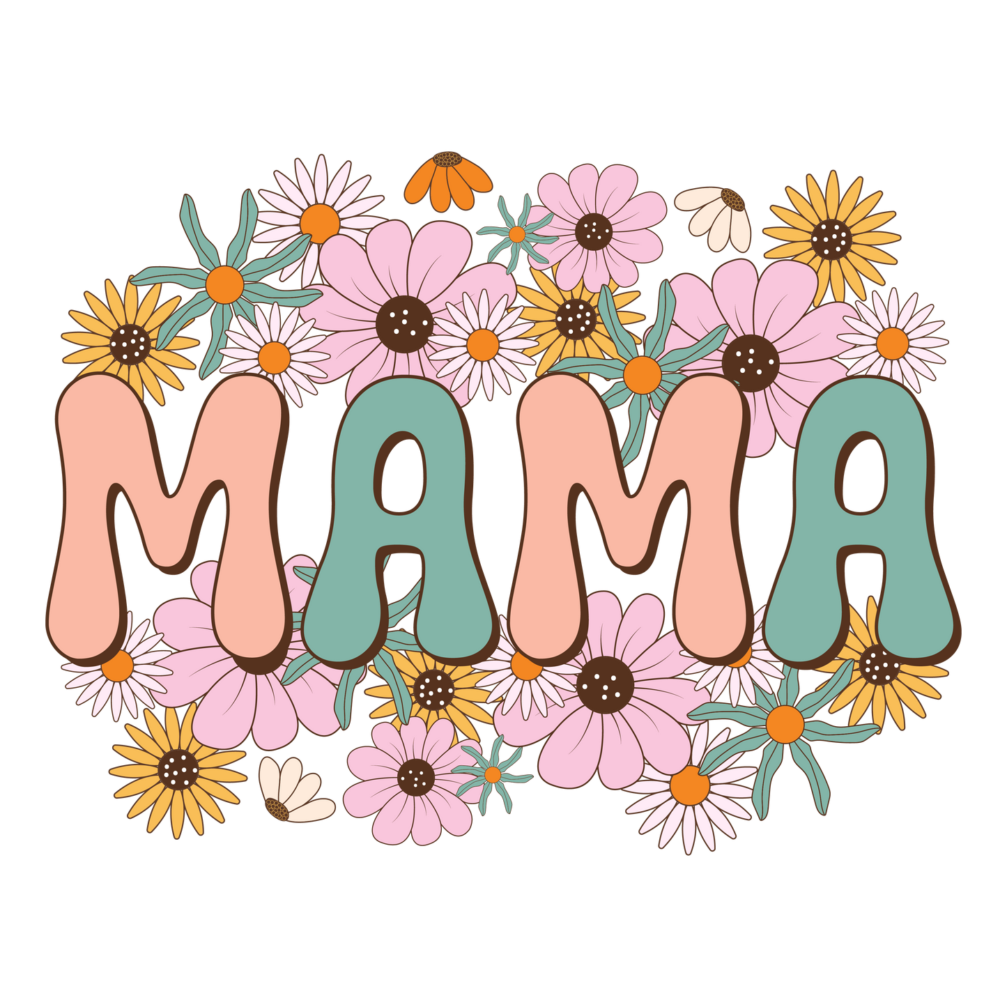 Mama Retro Daisy Design Transfer