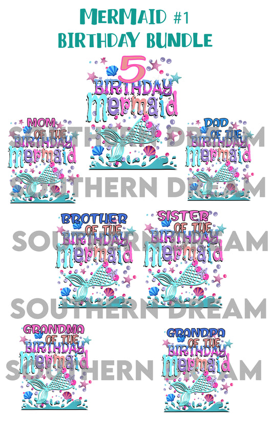 Mermaid #1 Birthday Bundle COMPLETED SHIRTS