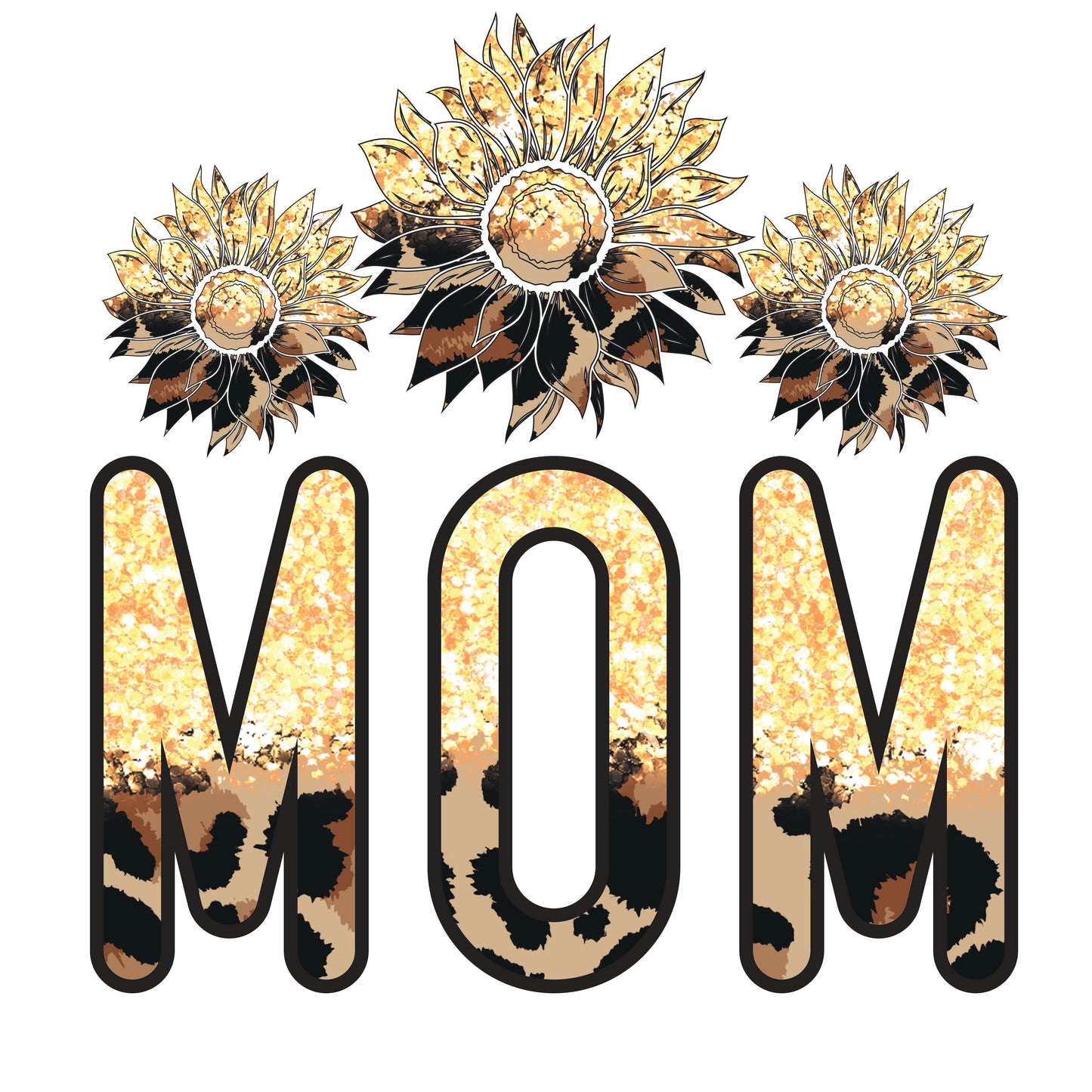 Mom Cheetah Sunflower Design Transfer