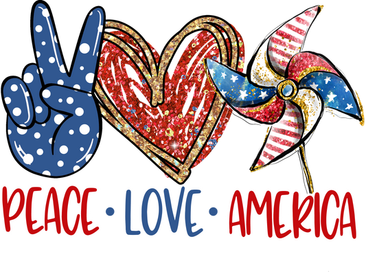 Peace Love America Pinwheel Design Transfer