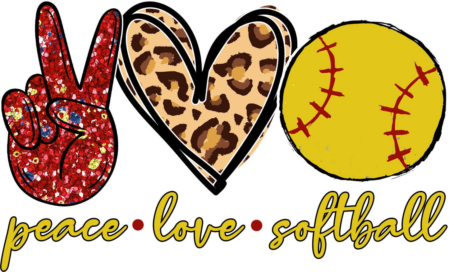 Peace Love Softball Design Transfer