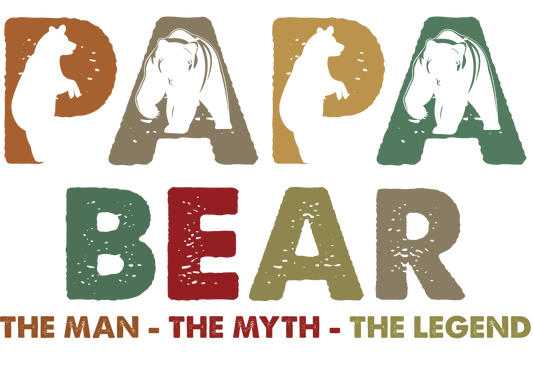 Papa Bear Man Myth Legend Design Transfer
